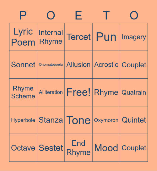Poet-O Bingo Card
