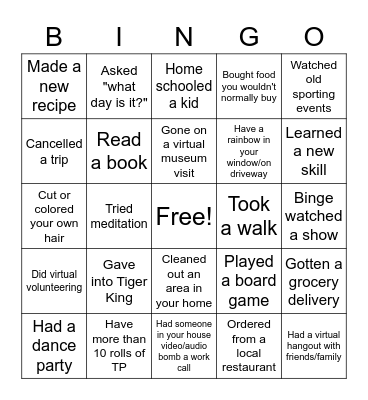 Happy Hour Bingo Card