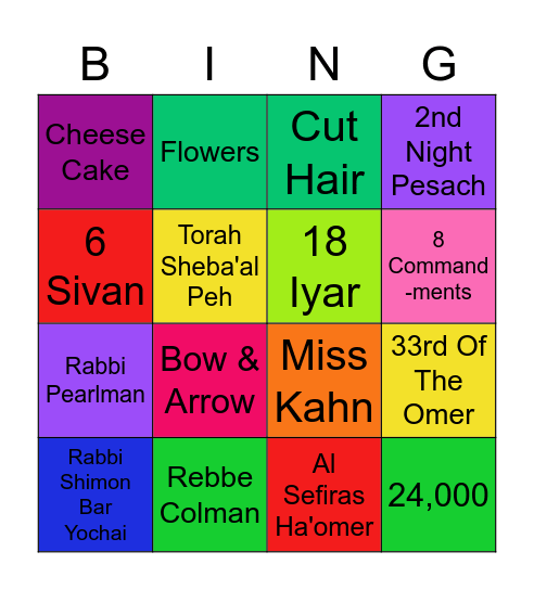 Year 6 Bingo Card