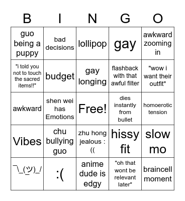 budget trashy drama - chewwi Bingo Card