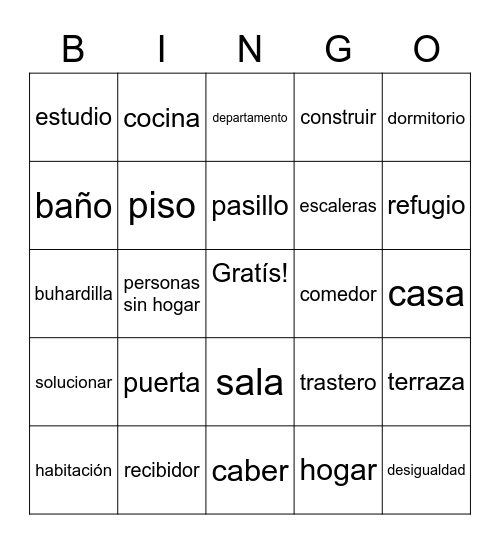 En Casa Bingo Card