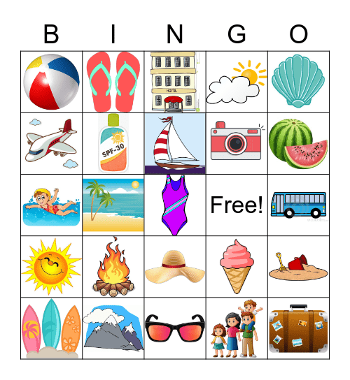 Vacation Bingo Card