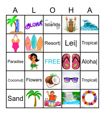 PARADISE BINGO! Bingo Card