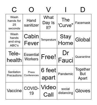 Covid Bingo Card