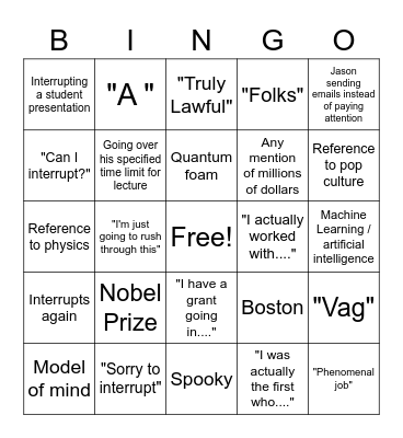 Cognitive Psych Bingo Card