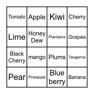 Fruit-filled Bingo Card