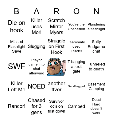 Th3BeardedBaron's DBD Bingo Card