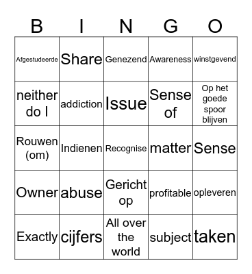 Woordenbingo Card