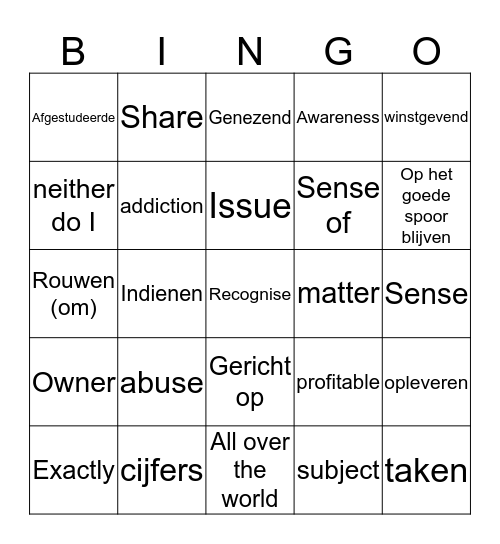 Woordenbingo Card
