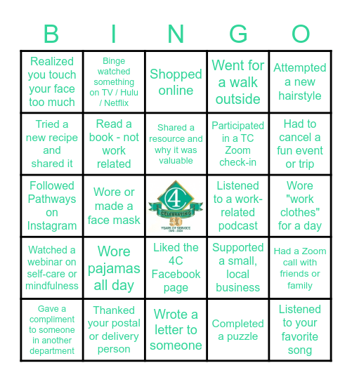 TC Quarantine Bingo Card