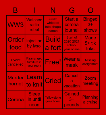 Apocalypse Bingo Card