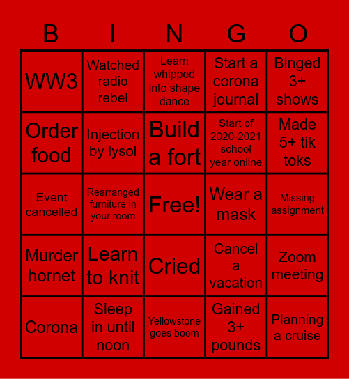 Apocalypse Bingo Card