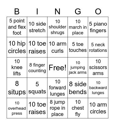 FITNESS BINGO Card