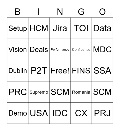 Demo Services Bingo! Bingo Card