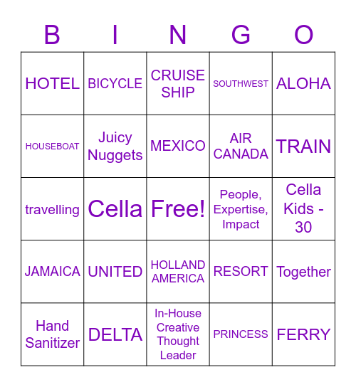 Cella Bingo Card