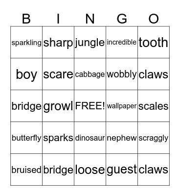 Grandma and Pajama Night! Bingo Card