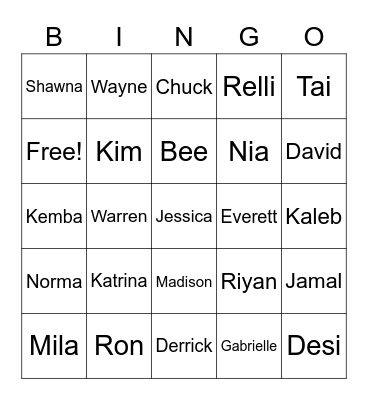 FERGUSON FAMILY BINGO Card