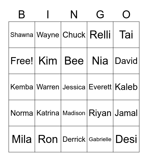 FERGUSON FAMILY BINGO Card