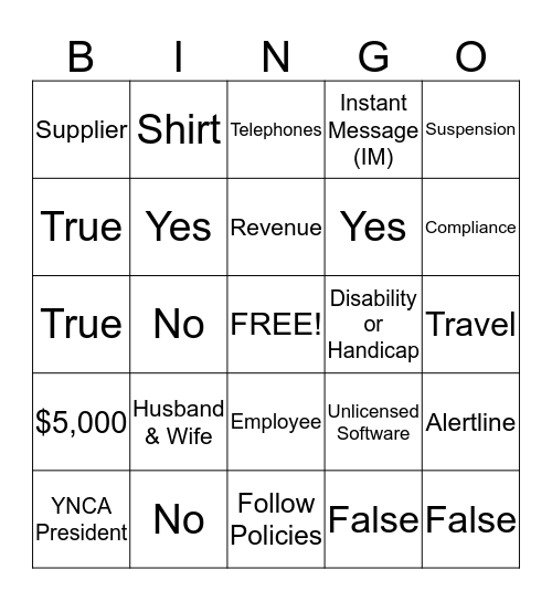 Compliance Bingo Game #3 Bingo Card