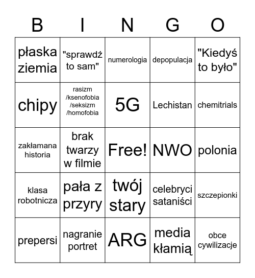 foliaRSKKIE BINGOO Bingo Card