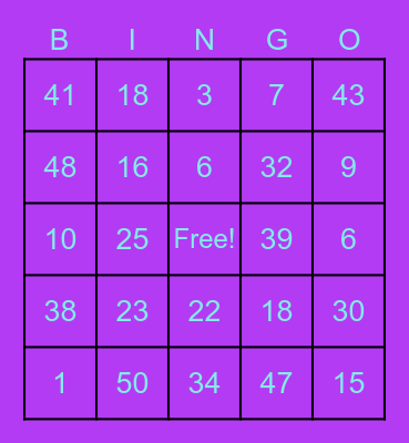 Family Bingo Card