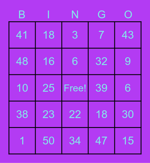 Family Bingo Card