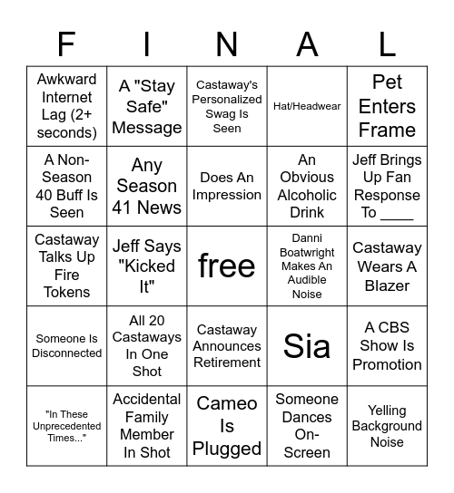 SURVIVOR WINNERS AT WAR Bingo Card