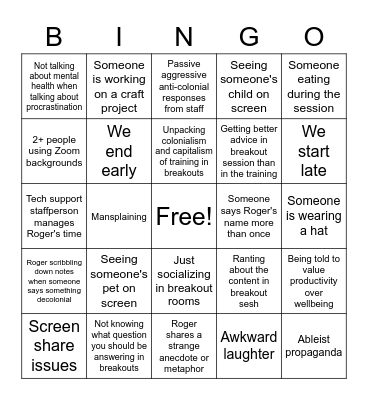 Time Management Bingo Card