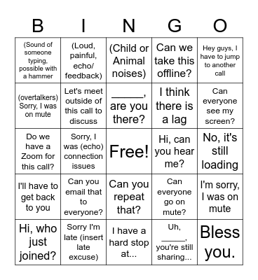 Conference Call Bingo Card