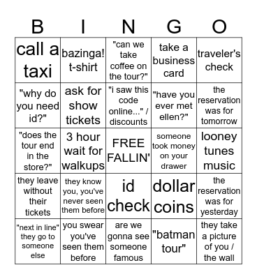 Party of 13, No Reservations Bingo Card