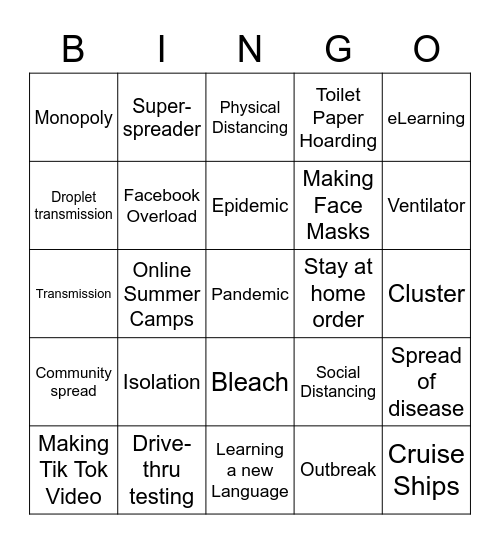 COVID Bingo Card