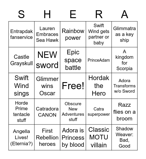 S5 Predictions Bingo Card