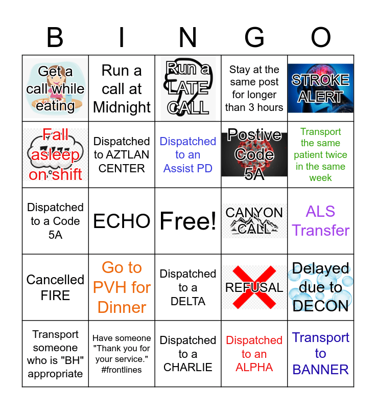 EMS Week 2020 Back Half Nights Bingo Card