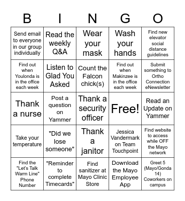 Orthopedic Bingo Card