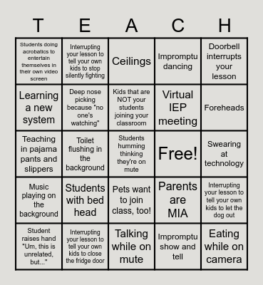 E-Learning Bingo for Teachers Bingo Card