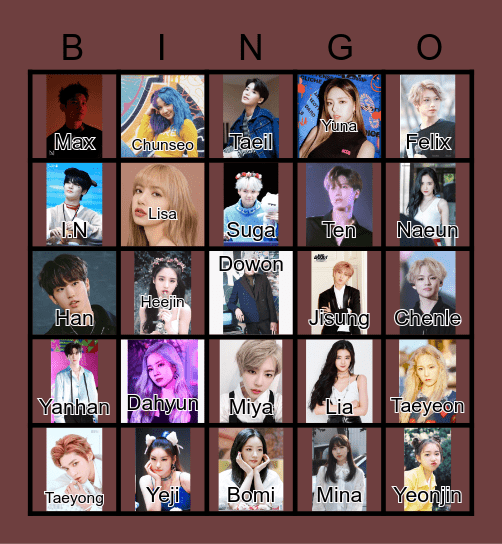 Kpop Bingo Card