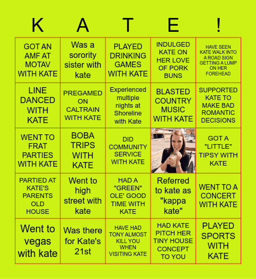 HAPPY BIRTHDAY KATE! Bingo Card