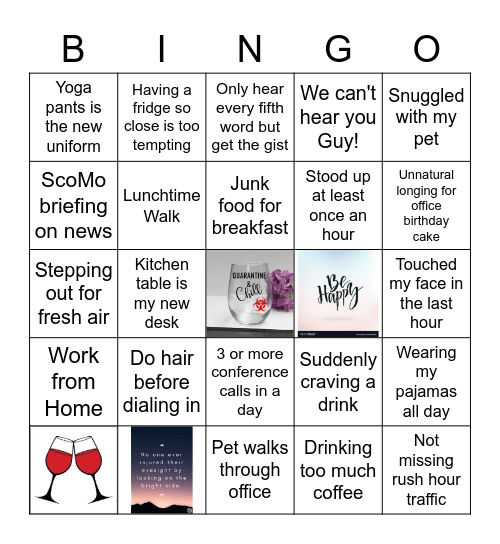 Working from Home Bingo Card