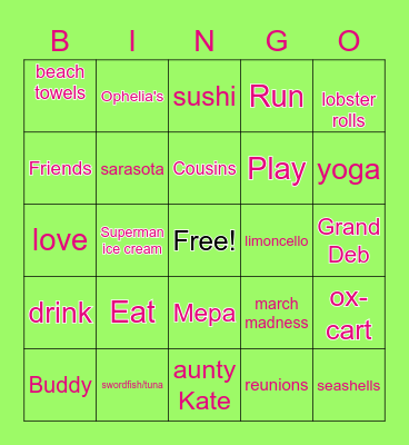 Family Bingo Card