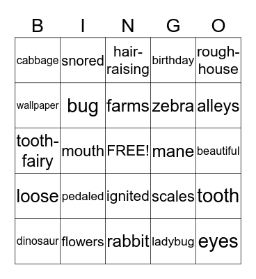 Grandma and Pajama Night! Bingo Card