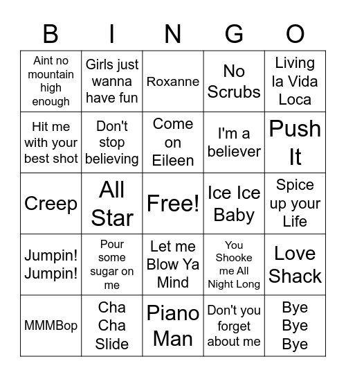 Music Bingo! Bingo Card