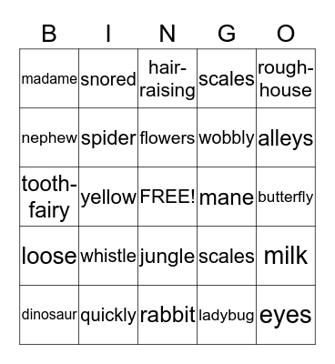 Grandma and Pajama Night! Bingo Card