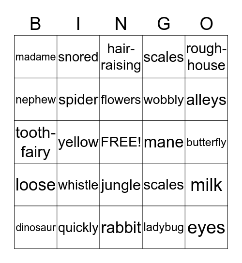 Grandma and Pajama Night! Bingo Card