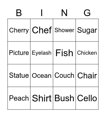 /č/ and /š/ Bingo Card