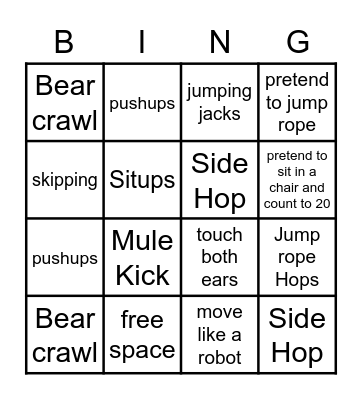 Fitnes Bingo Card