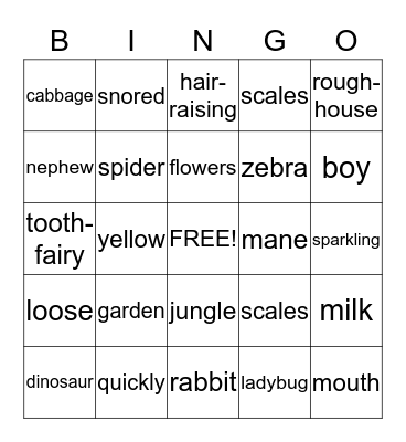 Grandma and Pajama Night! Bingo Card