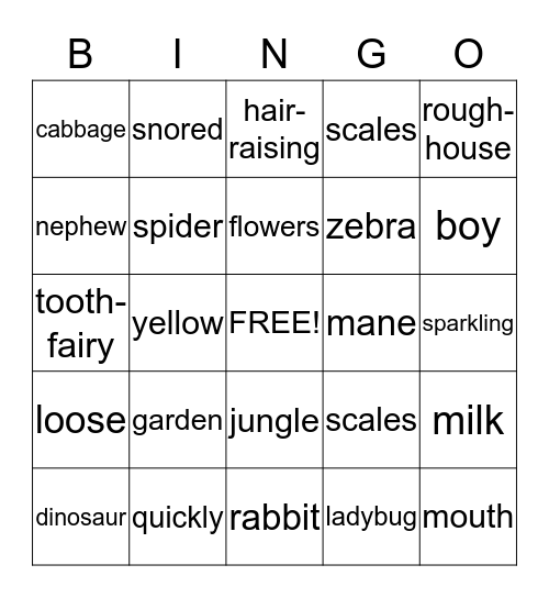 Grandma and Pajama Night! Bingo Card