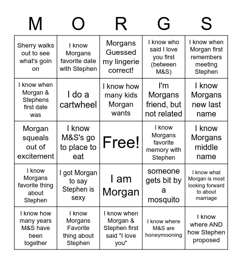 Future Mrs. Haddox Bingo Card