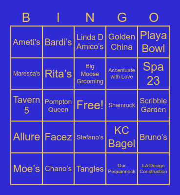 Pequannock Bingo Card