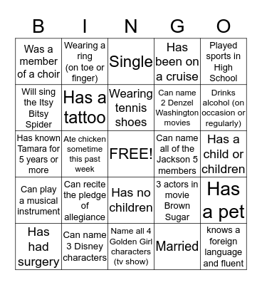 Tamara's 45th Birthday !! Bingo Card